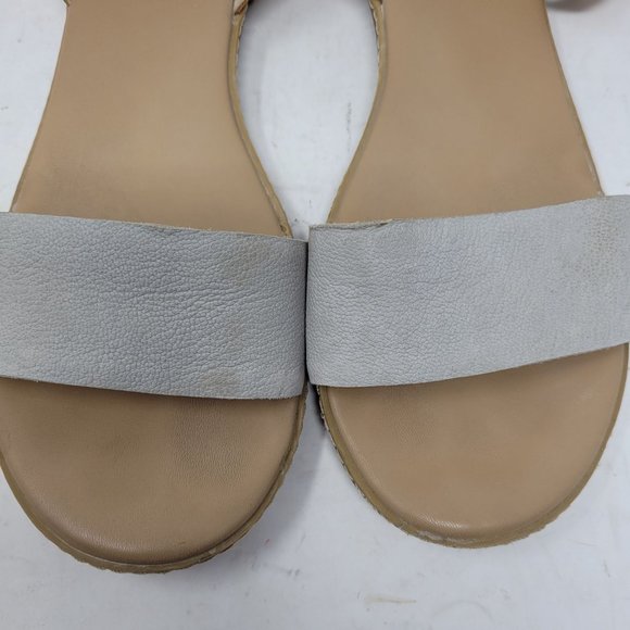 Womens Timberland Grey Tan Ankle Strap Leather Flat Peep Toe Sandals Size 9.5 - Picture 5 of 9